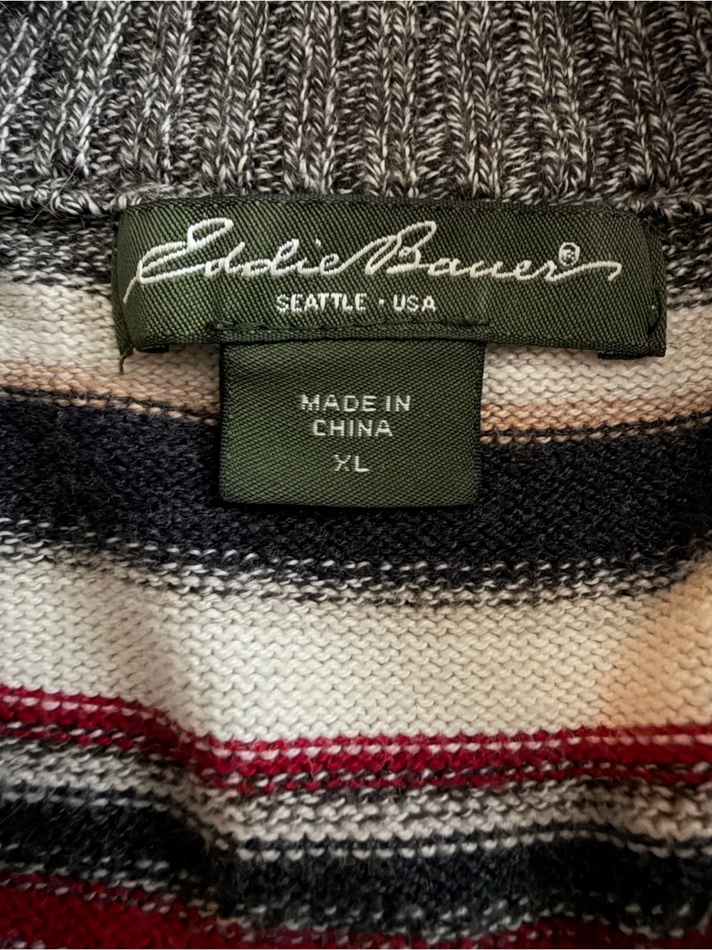 EDDIE BAUER Women’s XL Striped Collared Button Neck Knit Pullover Sweater - Picture 6 of 6